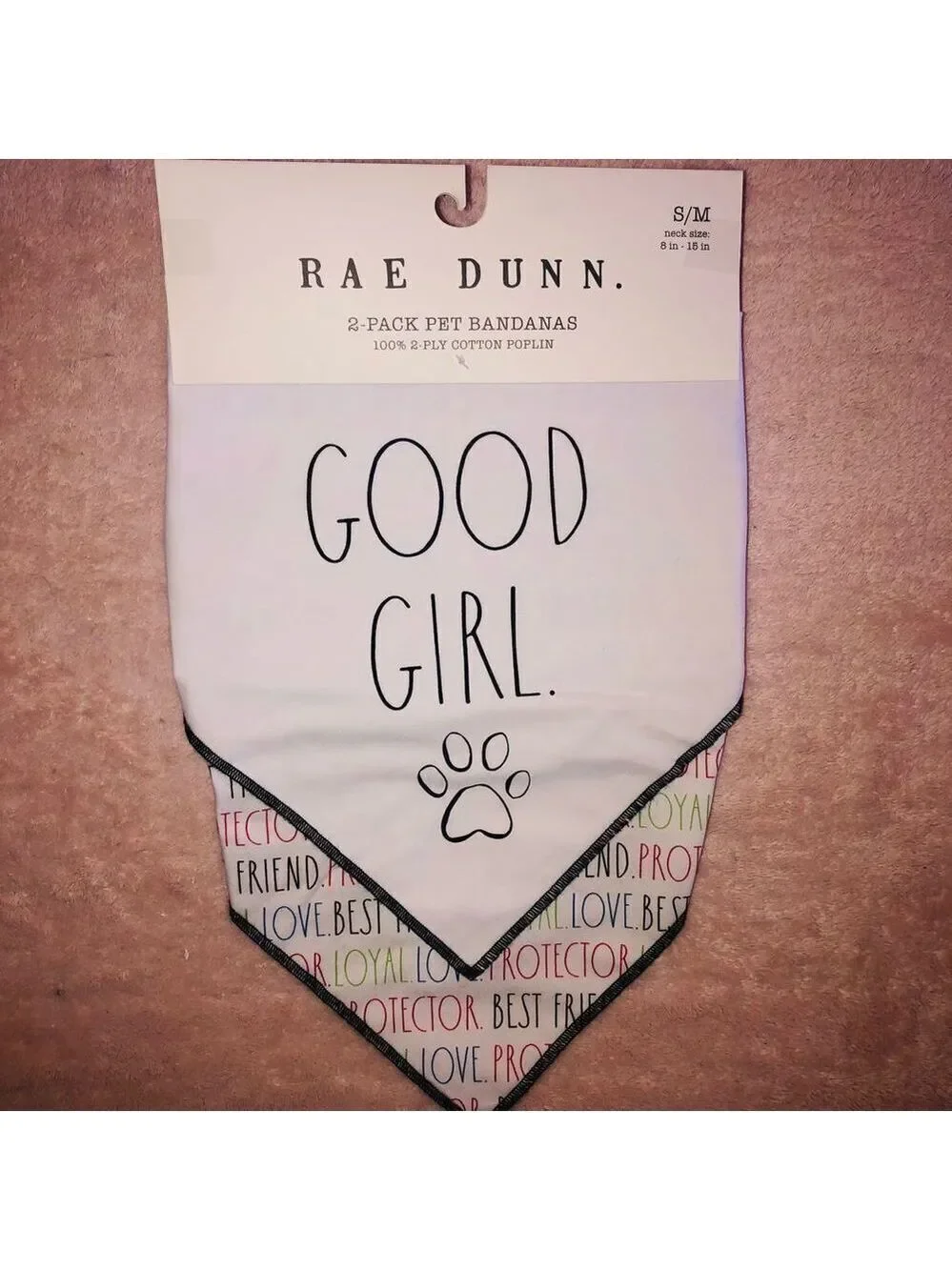 NWT Rae Dunn S/M 2 Pack pet Bandanas (Girl)